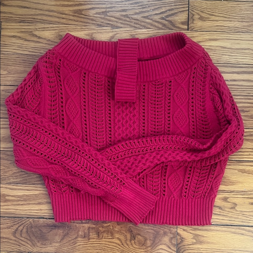 Women's Cable Knit Sweater - Red